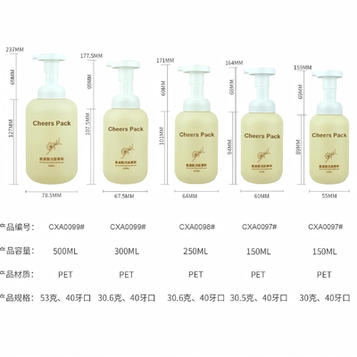 500 ml μπουκάλι PET Mousse για καλλυντικά προϊόντα Mousse Lotion Scream Shampoo