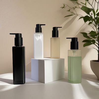 Τετράγωνο Πλαστικό Μπουκάλι PET με Σφράγιση Αντλίας Πίεσης για Συσκευασία Καλλυντικών Προσωπικής Φροντίδας σε Προσαρμοσμένα Χρώματα