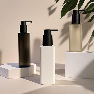 Τετράγωνο Πλαστικό Μπουκάλι PET με Σφράγιση Αντλίας Πίεσης για Συσκευασία Καλλυντικών Προσωπικής Φροντίδας σε Προσαρμοσμένα Χρώματα