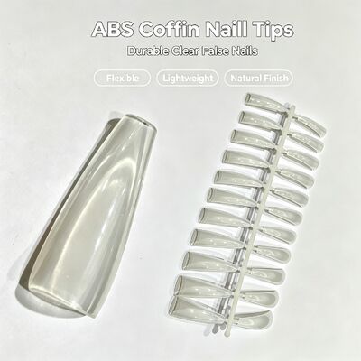 Tips νυχιών Coffin από ABS, διάφανα ψεύτικα νύχια πλήρους κάλυψης για επιμήκυνση νυχιών σε σαλόνι, DIY Nail Art και προμήθεια χονδρικής