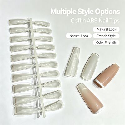 Tips νυχιών Coffin από ABS, διάφανα ψεύτικα νύχια πλήρους κάλυψης για επιμήκυνση νυχιών σε σαλόνι, DIY Nail Art και προμήθεια χονδρικής